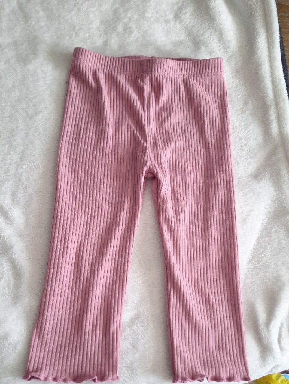 The Children's Place Pink Ruffle-Shoulder Crew & Ribbed Scoop Leggings Set - Picture 3 of 5